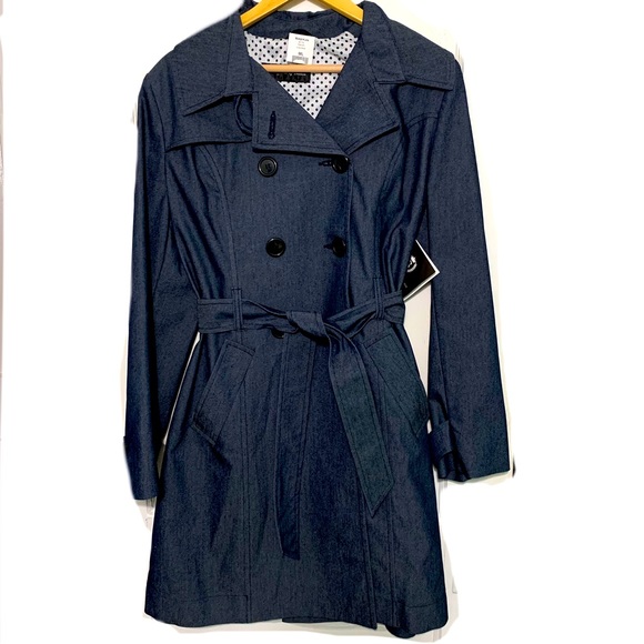 Denim Double Breasted Trench Coat Sz ML NWT by Sterlingwear of Boston - Picture 2 of 16